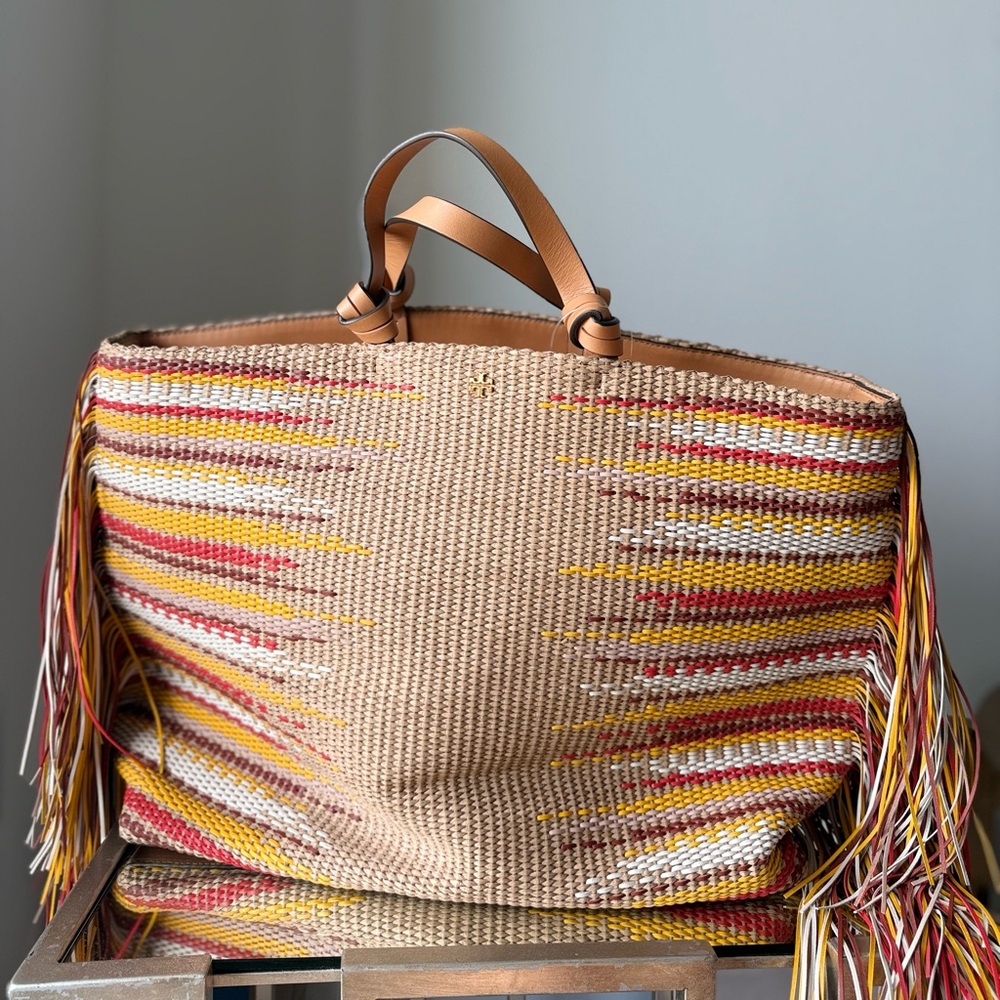 Like new TORY BURCH Aidan Fringe Tote In Brown $1498 - Picture 12 of 15